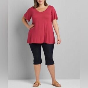 Lane Bryant - Flutter-Sleeve Tie-Back Swing Top